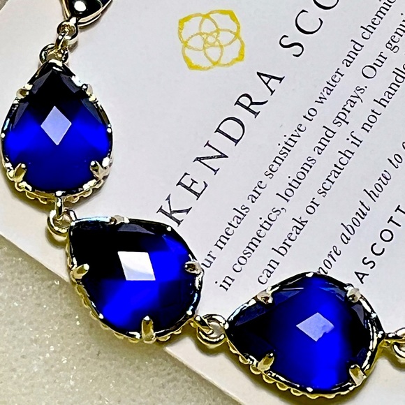 NWT Kendra Scott Brynn Bracelet Cobalt Catseye & Yellow Gold RARE & STUNNING! - Picture 6 of 12
